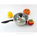 16-18cm Stainless steel single handle cooking pot with glass lid/milk pot